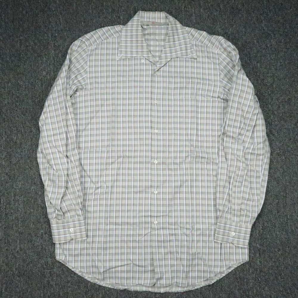 Luciano‎ Barbera Shirt Mens XL Gray Plaid Long Sleeve Luxury Italian Cotton